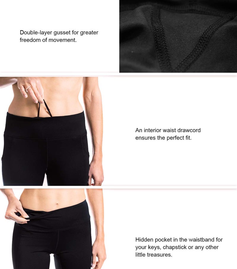 Yogipace Petite Women's Straight Leg Yoga Pants, Slim Fit Workout Pants, 29", Black, Size M - Image 2